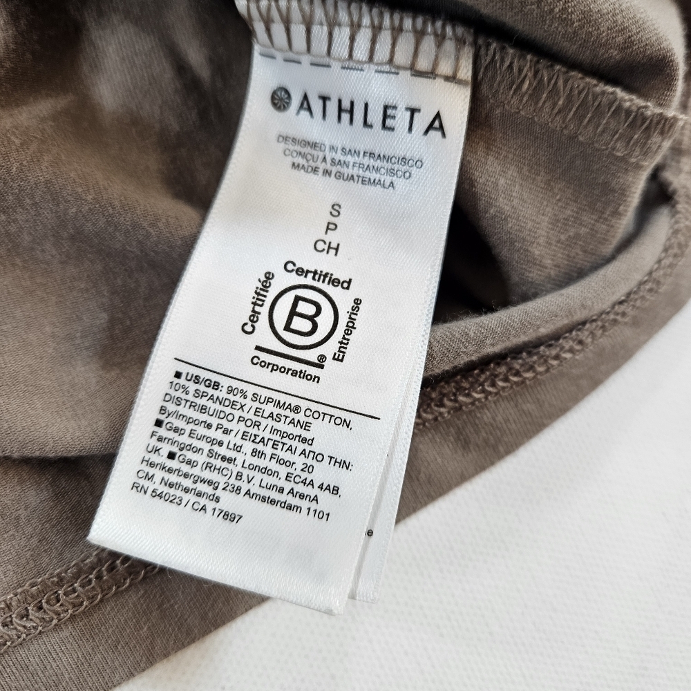 Lot Of 3 Athleta Shirts Womens Small Short Sleeve Tan Gray And White - Picture 3 of 13
